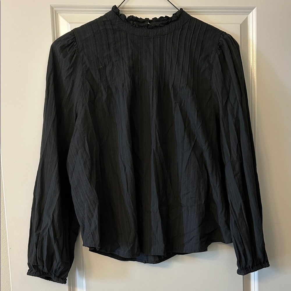a.n.a Elegant Charcoal Long Sleeve Blouse